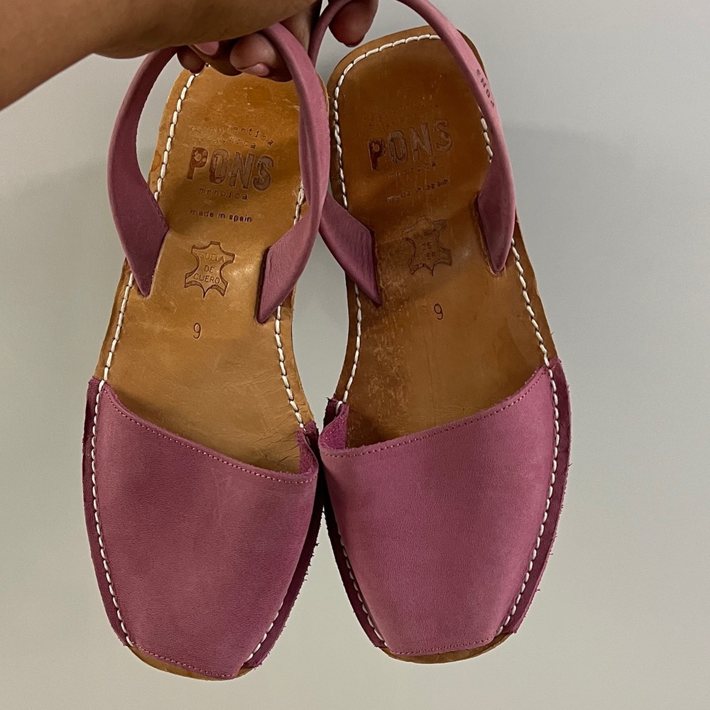 PONS Women's Mauve Leather Slingback Sandals